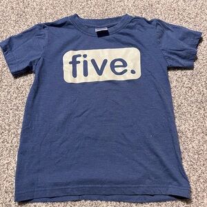 Blue Kids Tee with 'five.' Graphic